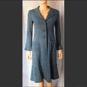 Nanette Lepore Blue/Gray Fit & Flare Coat, Size S